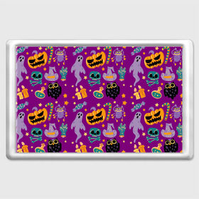 Магнит 45*70 с принтом Happy Halloween в городе Новоалтайск, Пластик | Размер: 78*52 мм; Размер печати: 70*45 | bones | candle | candy | fangs | flask | ghost | hand | hat | jaw | owl | pumpkin | skull | star | звезда | клыки | колба | конфета | кости | пасть | призрак | рука | свеча | сова | череп | шляпа