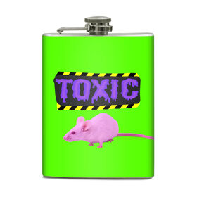 Фляга с принтом Toxic в городе Новоалтайск, металлический корпус | емкость 0,22 л, размер 125 х 94 мм. Виниловая наклейка запечатывается полностью | animals | rat | toxic | животные | крыса | токсик