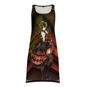 Платье-майка 3D с принтом Куруми Токисаки в городе Новоалтайск, 100% полиэстер | полуприлегающий силуэт, широкие бретели, круглый вырез горловины, удлиненный подол сзади. | kurumi | tokisaki | аниме | дух | куруми | токисаки | тян