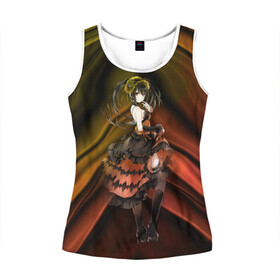Женская майка 3D с принтом Куруми Токисаки в городе Новоалтайск, 100% полиэстер | круглая горловина, прямой силуэт, длина до линии бедра | kurumi | tokisaki | аниме | дух | куруми | токисаки | тян