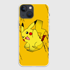 Чехол для iPhone 13 mini с принтом Happy Pikachu в городе Новоалтайск,  |  | Тематика изображения на принте: anime | baby | cartoon | cute | kawaii | pika pika | pokemon | аниме | анимешные | глаза | детям | зайчик | зверек | кавайный | кот | котенок | кролик | малыш | милый | мордочка | мультяшный | няшный | пика пика | пикачу | покемон