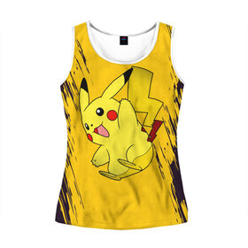 Женская майка 3D с принтом Happy Pikachu в городе Новоалтайск, 100% полиэстер | круглая горловина, прямой силуэт, длина до линии бедра | anime | baby | cartoon | cute | kawaii | pika pika | pokemon | аниме | анимешные | глаза | детям | зайчик | зверек | кавайный | кот | котенок | кролик | малыш | милый | мордочка | мультяшный | няшный | пика пика | пикачу | покемон