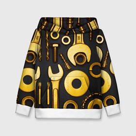 Детская толстовка 3D с принтом КЛЮЧ ГАЙКА в городе Новоалтайск, 100% полиэстер | двухслойный капюшон со шнурком для регулировки, мягкие манжеты на рукавах и по низу толстовки, спереди карман-кенгуру с мягким внутренним слоем | автослесарь | гаечный ключ | гайка | ключ