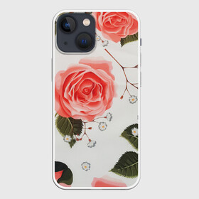 Чехол для iPhone 13 mini с принтом Нежные розы в городе Новоалтайск,  |  | арт | белый | зеленый | красная роза | красные розы | красный | рисунок | роза | розовая роза | розовые розы | розовый | розы | цветок | цветы