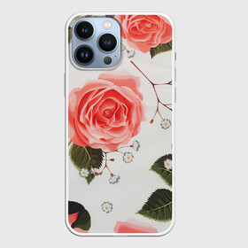 Чехол для iPhone 13 Pro Max с принтом Нежные розы в городе Новоалтайск,  |  | Тематика изображения на принте: арт | белый | зеленый | красная роза | красные розы | красный | рисунок | роза | розовая роза | розовые розы | розовый | розы | цветок | цветы