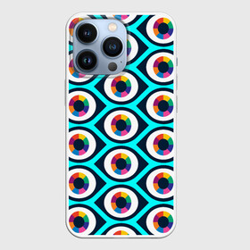 Чехол для iPhone 13 Pro с принтом Глаза паттерн в городе Новоалтайск,  |  | геометрия | глаза | иллюзия | паттерн | психоделика | радуга | цвета