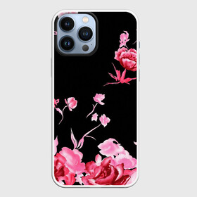 Чехол для iPhone 13 Pro Max с принтом Яркие розы в городе Новоалтайск,  |  | Тематика изображения на принте: арт | рисунок | роза | розовая роза | розовые розы | розовый | розы | тёмный | цветы | чёрный