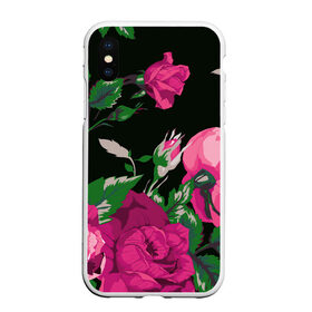 Чехол для iPhone XS Max матовый с принтом Розы в городе Новоалтайск, Силикон | Область печати: задняя сторона чехла, без боковых панелей | арт | бутон | бутоны | зеленый | краски | кусты роз | рисунок | роза | розовая роза | розовые розы | розовый | розы