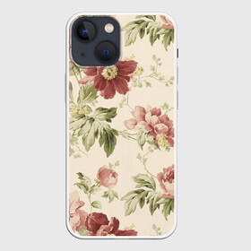 Чехол для iPhone 13 mini с принтом Цветы в городе Новоалтайск,  |  | арт | зеленый | краски | красный | кремовый | ретро | рисунок | розовый | цветок | цветы
