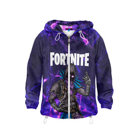 Детская ветровка 3D с принтом FORTNITE x RAVEN в городе Новоалтайск, 100% полиэстер | подол и капюшон оформлены резинкой с фиксаторами, по бокам два кармана без застежек, один потайной карман на груди | 2019 | battle royale | chapter 2 | epic games | fortnite | game | season x | zombie | зомби | фортнайт