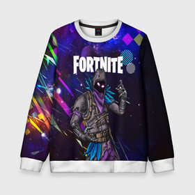Детский свитшот 3D с принтом FORTNITE x RAVEN в городе Новоалтайск, 100% полиэстер | свободная посадка, прямой крой, мягкая тканевая резинка на рукавах и понизу свитшота | 2019 | battle royale | chapter 2 | epic games | fortnite | game | season x | zombie | зомби | фортнайт