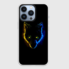 Чехол для iPhone 13 Pro с принтом Гипноз в городе Новоалтайск,  |  | Тематика изображения на принте: ears | eyes | hypnosis | muzzle | neon | night | view | wolf | взгляд | волк | гипноз | глаза | неон | ночь | уши
