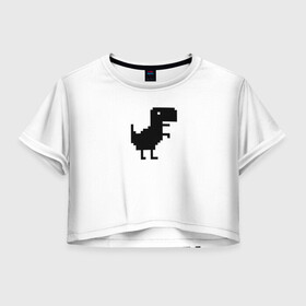 Женская футболка Crop-top 3D с принтом Google динозаврик в городе Новоалтайск, 100% полиэстер | круглая горловина, длина футболки до линии талии, рукава с отворотами | dino | dinomax | googledino | дино | динозавр | потерялся