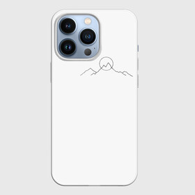 Чехол для iPhone 13 Pro с принтом минимализм силуэт горы в городе Новоалтайск,  |  | горы | горы на закате | минимализм | одним касанием | силуэт горы | солнце | черная линия