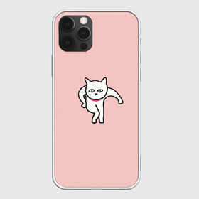 Чехол для iPhone 12 Pro Max с принтом Ыть в городе Новоалтайск, Силикон |  | Тематика изображения на принте: арт | белая кошка | белый кот | кот | кошка | мем | мэм | рисунок | розовый