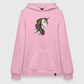 Худи SuperOversize хлопок с принтом Unicorn of love в городе Новоалтайск, 70% хлопок, 30% полиэстер, мягкий начес внутри | карман-кенгуру, эластичная резинка на манжетах и по нижней кромке, двухслойный капюшон
 | big | cute | gold | golden | rainbow | shine | блестяшка | блестящий | большой | волосы | грива | единорог | единороги | единорожка | злой | золотой | лошадка | милый | настроение | прическая | радуга | радужный | рог