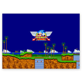 Поздравительная открытка с принтом Sonic. в городе Новоалтайск, 100% бумага | плотность бумаги 280 г/м2, матовая, на обратной стороне линовка и место для марки
 | game | sonic | sonic the hedgehog | видеоигра | доктор эггман | ёж | ёж соник | игра | сега | синий антропоморфный ёж | соник | соник в кино