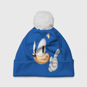Шапка 3D c помпоном с принтом Sonic. в городе Новоалтайск, 100% полиэстер | универсальный размер, печать по всей поверхности изделия | game | sonic | sonic the hedgehog | видеоигра | доктор эггман | ёж | ёж соник | игра | сега | синий антропоморфный ёж | соник | соник в кино