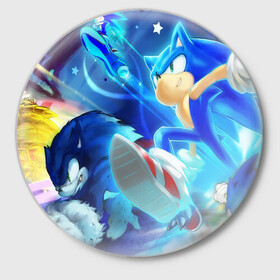 Значок с принтом Sonic. в городе Новоалтайск,  металл | круглая форма, металлическая застежка в виде булавки | Тематика изображения на принте: game | sonic | sonic the hedgehog | видеоигра | доктор эггман | ёж | ёж соник | игра | сега | синий антропоморфный ёж | соник | соник в кино