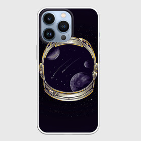 Чехол для iPhone 13 Pro с принтом Шлем астронавта в городе Новоалтайск,  |  | Тематика изображения на принте: alone | astronaut | comet | cosmonaut | falling | galaxy | helmet | planet | space | star | stars | universe | астронавт | вселенная | галактика | звезда | звезды | комета | космонавт | космос | метеорит | одиночество | падающая | планета | 