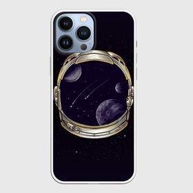 Чехол для iPhone 13 Pro Max с принтом Шлем астронавта в городе Новоалтайск,  |  | Тематика изображения на принте: alone | astronaut | comet | cosmonaut | falling | galaxy | helmet | planet | space | star | stars | universe | астронавт | вселенная | галактика | звезда | звезды | комета | космонавт | космос | метеорит | одиночество | падающая | планета | 