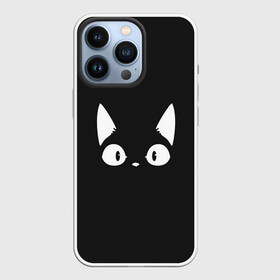 Чехол для iPhone 13 Pro с принтом Кошачья мордочка в городе Новоалтайск,  |  | Тематика изображения на принте: арт | белый | кот | кошачья мордочка | кошка | ночь | рисунок | тень | чёрный