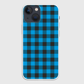 Чехол для iPhone 13 mini Голубая клетка: в городе Новоалтайск, | | cage | cage pattern | checkered ornament | ornament | pattern | print cage | tartan | голубая клетка | клетка | клетка узор | клетчатый орнамент | орнамент | принт клетка | тартан | узор | шотландка | шотландская клетка