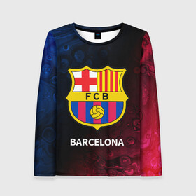 Женский лонгслив 3D с принтом BARCELONA / БАРСЕЛОНА в городе Новоалтайск, 100% полиэстер | длинные рукава, круглый вырез горловины, полуприлегающий силуэт | barca | barcelona | barsa | barselona | fcb | logo | messi | барса | барселона | знак | клуб | лого | логотип | логотипы | месси | символ | символы | футбол | футбольная | футбольный