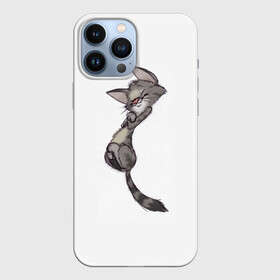 Чехол для iPhone 13 Pro Max с принтом Милый котя в городе Новоалтайск,  |  | Тематика изображения на принте: арт | белый | карандаш | кот | кот нежиться | кот спит | мел | мило | милота | риснок | рисунок углём | серый | серый кот | спит | уголь
