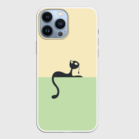 Чехол для iPhone 13 Pro Max с принтом Чёрный кот на ярком фоне в городе Новоалтайск,  |  | Тематика изображения на принте: арт | вектор | горизонтальный рисунок | горизонтальный узор | жёлтый | зеленый | кот | котёнок | кошка | рисунок | чёрная кошка | чёрный | чёрный кот | чёрный котёнок