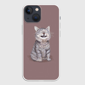 Чехол для iPhone 13 mini с принтом Котёнок ыыы в городе Новоалтайск,  |  | арт | кот | котёнок | кошка | мем | мемный кот | мемный котенок | мэм | мэмный котёнок | рисунок | серый | серый кот | тёмный | фиолетовый