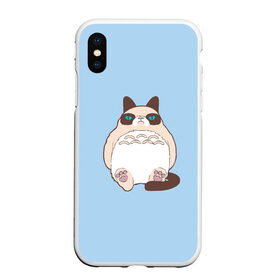 Чехол для iPhone XS Max матовый с принтом Тоторный кот в городе Новоалтайск, Силикон | Область печати: задняя сторона чехла, без боковых панелей | grumpy cat | белый | кот тоторо | кот. недовольный кот | крем | мило | милота | мимишка | тоторо