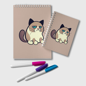Блокнот с принтом Великий Grumpy Cat в городе Новоалтайск, 100% бумага | 48 листов, плотность листов — 60 г/м2, плотность картонной обложки — 250 г/м2. Листы скреплены удобной пружинной спиралью. Цвет линий — светло-серый
 | Тематика изображения на принте: grumpy cat | арт | кот | кот grumpy cat | котёнок | кошка | недовольный кот | рисунок