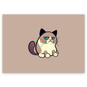 Поздравительная открытка с принтом Великий Grumpy Cat в городе Новоалтайск, 100% бумага | плотность бумаги 280 г/м2, матовая, на обратной стороне линовка и место для марки
 | Тематика изображения на принте: grumpy cat | арт | кот | кот grumpy cat | котёнок | кошка | недовольный кот | рисунок