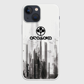 Чехол для iPhone 13 mini с принтом Cyberpunk 2077 (Arasaka) в городе Новоалтайск,  |  | arasaka | cyberpunk 2077 | cyberpunk 2077 (arasaka) | город | игра | минимализм