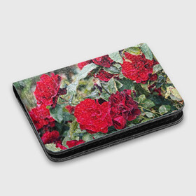 Картхолдер с принтом с принтом Red Roses в городе Новоалтайск, натуральная матовая кожа | размер 7,3 х 10 см; кардхолдер имеет 4 кармана для карт; | bush | floral | flower | garden | green | nature | red roses | бутоны | красная роза | куст | листья | природа | роза | сад | цветение | цветок | цветы
