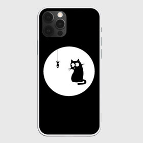 Чехол для iPhone 12 Pro Max с принтом Ночная охота в городе Новоалтайск, Силикон |  | Тематика изображения на принте: арт | кот | котёнок | кошка | луна | ночь | рисунок | рыба | рыбалка | черная кошка | черный кот | чёрный котёнок