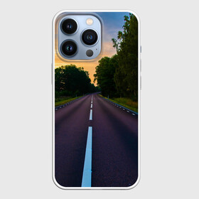 Чехол для iPhone 13 Pro с принтом дорога в городе Новоалтайск,  |  | Тематика изображения на принте: асфальт | дорога | линия | природа | путь | разметка дорожная | трасса