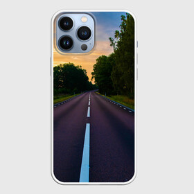 Чехол для iPhone 13 Pro Max с принтом дорога в городе Новоалтайск,  |  | Тематика изображения на принте: асфальт | дорога | линия | природа | путь | разметка дорожная | трасса