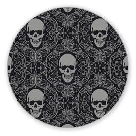 Коврик для мышки круглый с принтом Skulls в городе Новоалтайск, резина и полиэстер | круглая форма, изображение наносится на всю лицевую часть | skull | милые | минимализм | много черепов | страшные | ужасы | череп | черепы