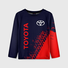 Детский лонгслив 3D с принтом TOYOTA / ТОЙОТА в городе Новоалтайск, 100% полиэстер | длинные рукава, круглый вырез горловины, полуприлегающий силуэт
 | auto | camry | corolla | cruiser | land | logo | moto | rav | supra | toyota | авенсис | авто | автомобиль | камри | королла | крузер | ленд | лого | логотип | логотипы | марка | мото | рав | символ | тоета | тоеты | тойота | тойоты