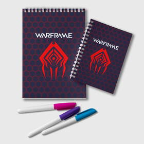 Блокнот с принтом WARFRAME ВАРФРЕЙМ в городе Новоалтайск, 100% бумага | 48 листов, плотность листов — 60 г/м2, плотность картонной обложки — 250 г/м2. Листы скреплены удобной пружинной спиралью. Цвет линий — светло-серый
 | Тематика изображения на принте: frame | game | games | logo | prime | war | warframe | вар | варфрейм | игра | игры | кува | лого | логотип | логотипы | прайм | символ | символы | фрейм