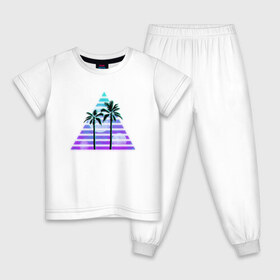 Детская пижама хлопок с принтом Vaporwave пальмы в городе Новоалтайск, 100% хлопок |  брюки и футболка прямого кроя, без карманов, на брюках мягкая резинка на поясе и по низу штанин
 | Тематика изображения на принте: vaporwave | vaporwave пальма | vaporwave пальмы | вапорвейф | музыка | пальма | пальмы | тренд