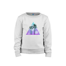 Детский свитшот хлопок с принтом Vaporwave пальмы в городе Новоалтайск, 100% хлопок | круглый вырез горловины, эластичные манжеты, пояс и воротник | Тематика изображения на принте: vaporwave | vaporwave пальма | vaporwave пальмы | вапорвейф | музыка | пальма | пальмы | тренд