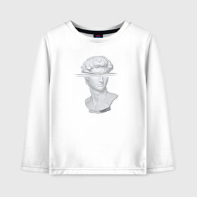 Детский лонгслив хлопок с принтом Vaporwave в городе Новоалтайск, 100% хлопок | круглый вырез горловины, полуприлегающий силуэт, длина до линии бедер | vaporwave | вапорвейф | голова | голова статуи | музыка | статуя | тренд