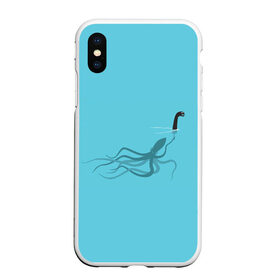 Чехол для iPhone XS Max матовый с принтом Тайна Лох-несского чудовища в городе Новоалтайск, Силикон | Область печати: задняя сторона чехла, без боковых панелей | арт | море | осьминог | рисунок | синий | шутка