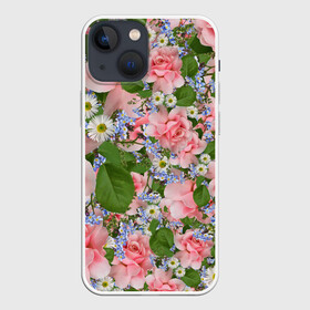 Чехол для iPhone 13 mini с принтом Цветы в городе Новоалтайск,  |  | лист | листик | листок | листья | природа | природный | растение | растения | роза | розы | ромашка | ромашки | флора | цветок | цветочек | цветочки | цветы