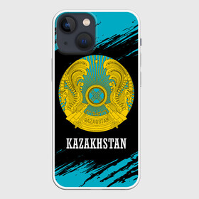 Чехол для iPhone 13 mini с принтом KAZAKHSTAN   КАЗАХСТАН в городе Новоалтайск,  |  | flag | kazakhstan | qazaqstan | герб | захах | казахстан | кахахи | лого | нур султан | республика | символ | страна | флаг