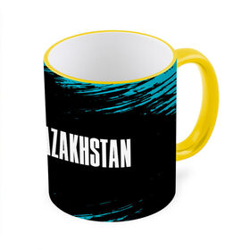Кружка с принтом KAZAKHSTAN / КАЗАХСТАН в городе Новоалтайск, керамика | ёмкость 330 мл | flag | kazakhstan | qazaqstan | герб | захах | казахстан | кахахи | лого | нур султан | республика | символ | страна | флаг