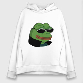 Женское худи Oversize хлопок с принтом Pepe в очках EZ в городе Новоалтайск, френч-терри — 70% хлопок, 30% полиэстер. Мягкий теплый начес внутри —100% хлопок | боковые карманы, эластичные манжеты и нижняя кромка, капюшон на магнитной кнопке | ez | ezy | pepe | pepe frog | pepe в очках | silvername | twitch emout | vernyshavermy | вернишаверму | жабка в очках | папич | твич